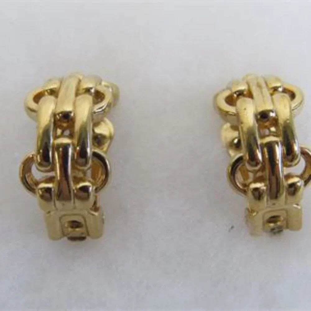 Christian Dior Gold Tone Half Hoop Earrings - Picture 6 of 8